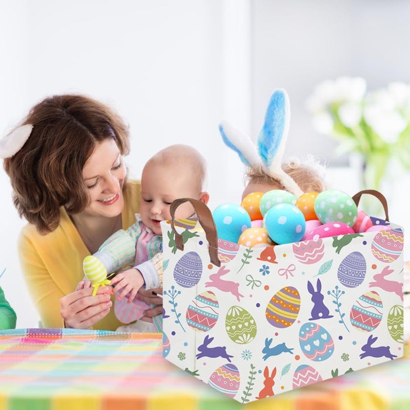 FXOCSHE FXOLCSHE Rectangular 3pack Easter basket,Easter basket empty,Kids Toy Storage Basket for baby Bedroom,Toy Gift Organizerm,Kids Storage Bin,Easter gift box(Cute Easter egg) - Image 2